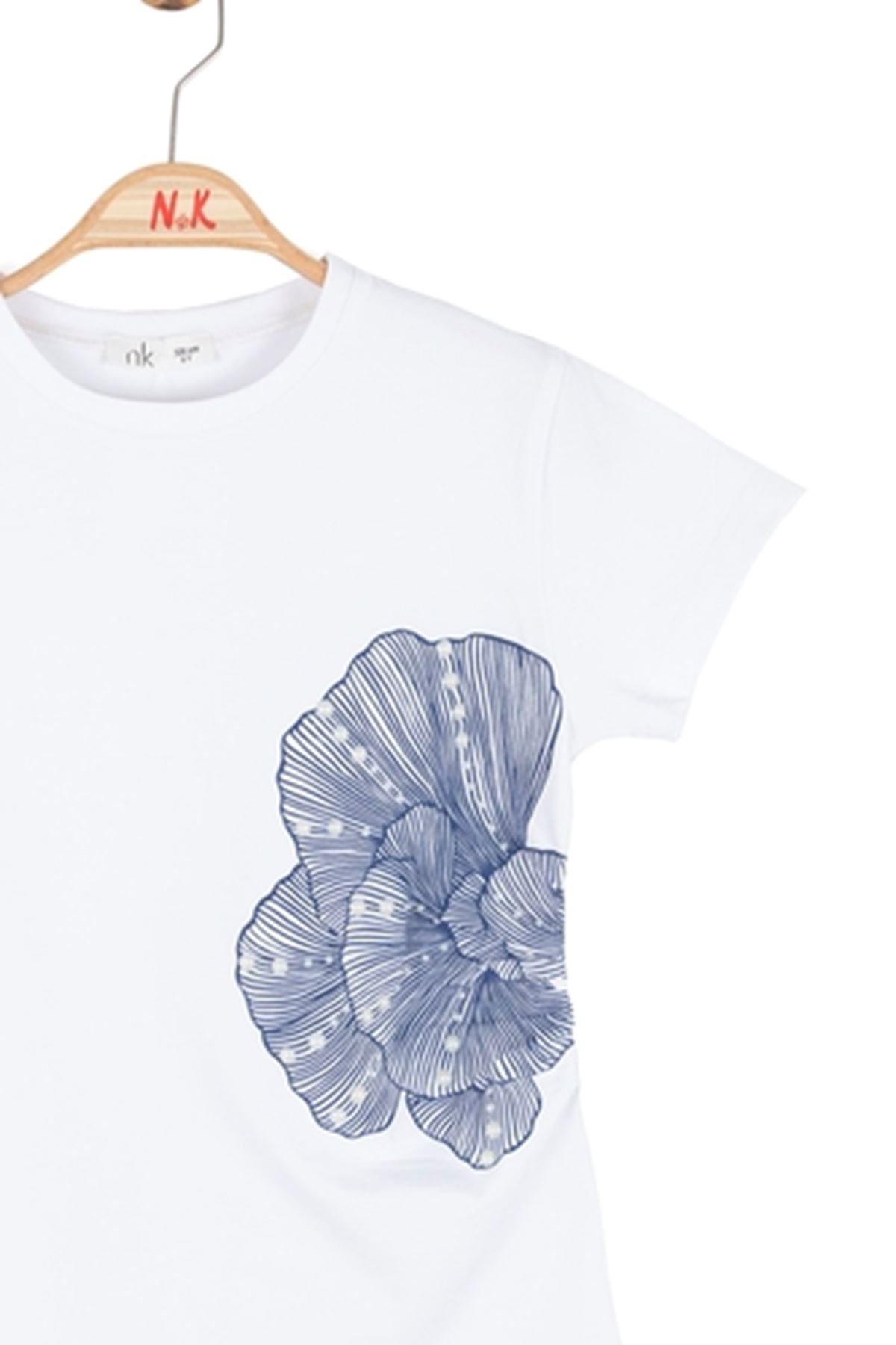 NK Kids 31308 İSTİRİDYE T-SHIRT 8/14 Ekru-Lacivert