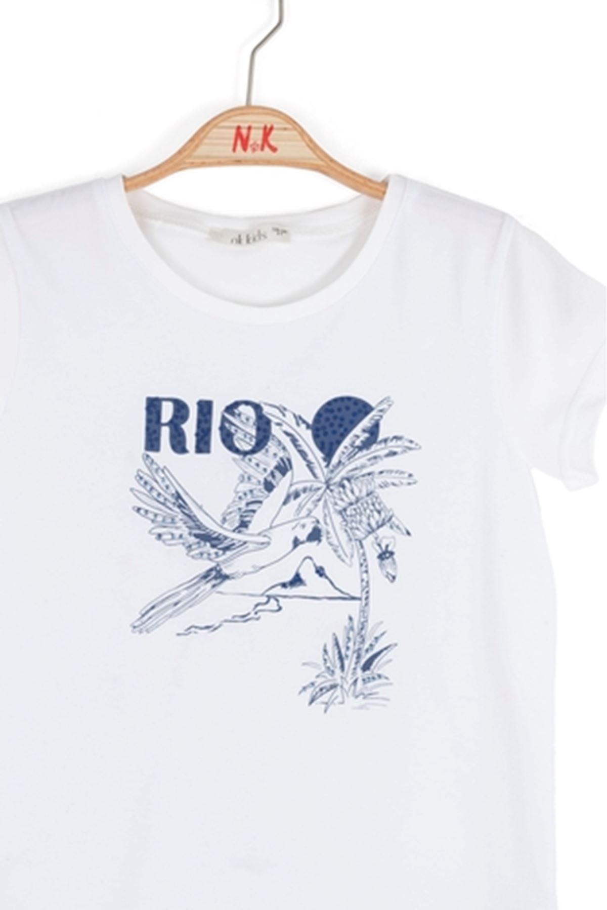 NK Kids 31310 RIO T-SHIRT 8/14 Beyaz-Lacivert