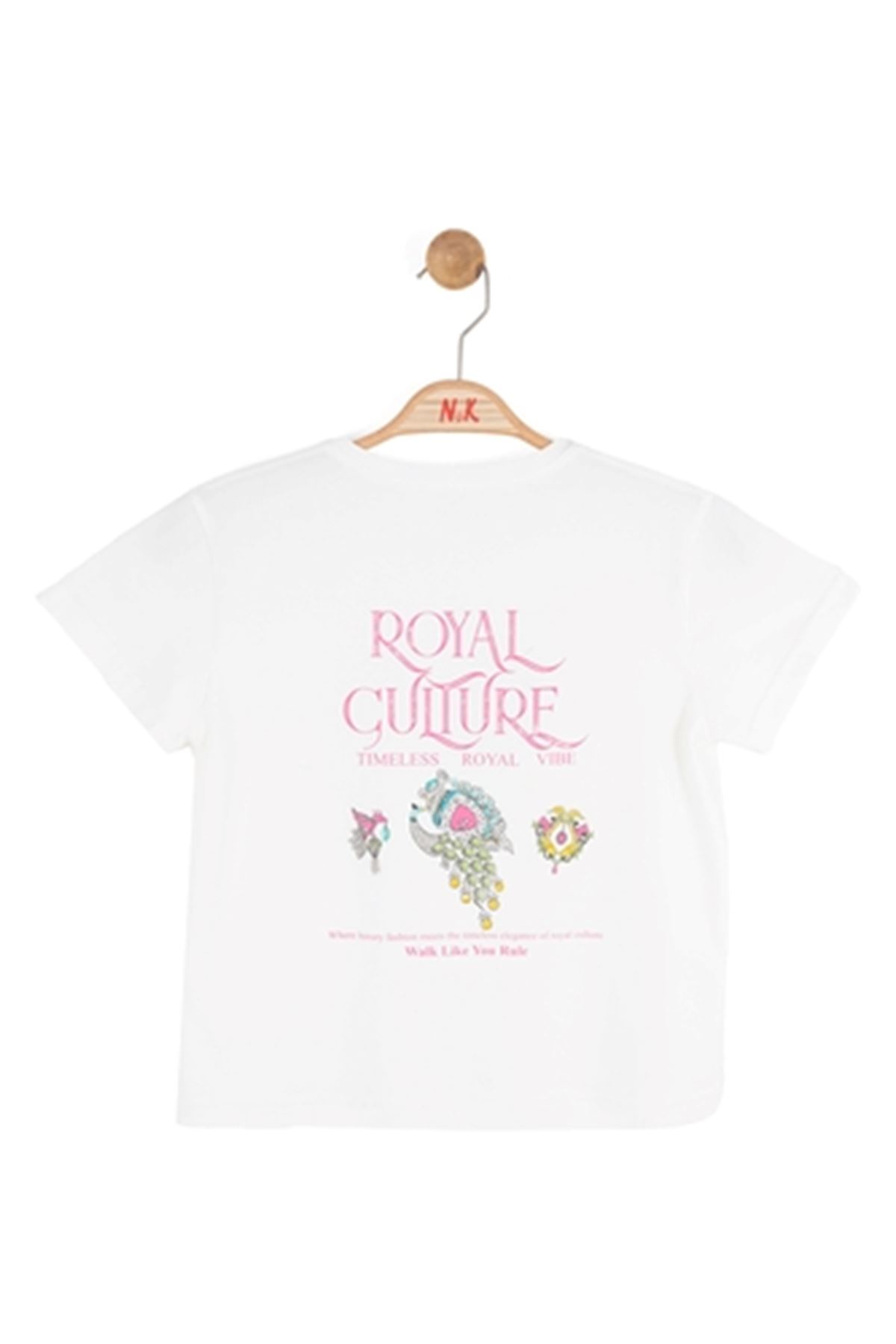 NK Kids 31311 ROYAL T-SHIRT 8/14 Ekru-Fuşya