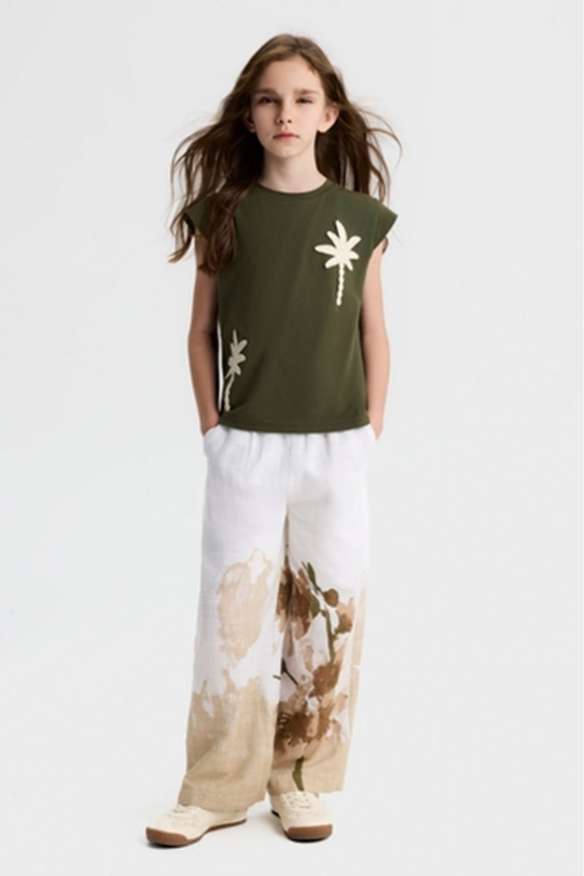 NK Kids 31395 PALMİYE NAKIŞLI T-SHİRT 8/14 Haki