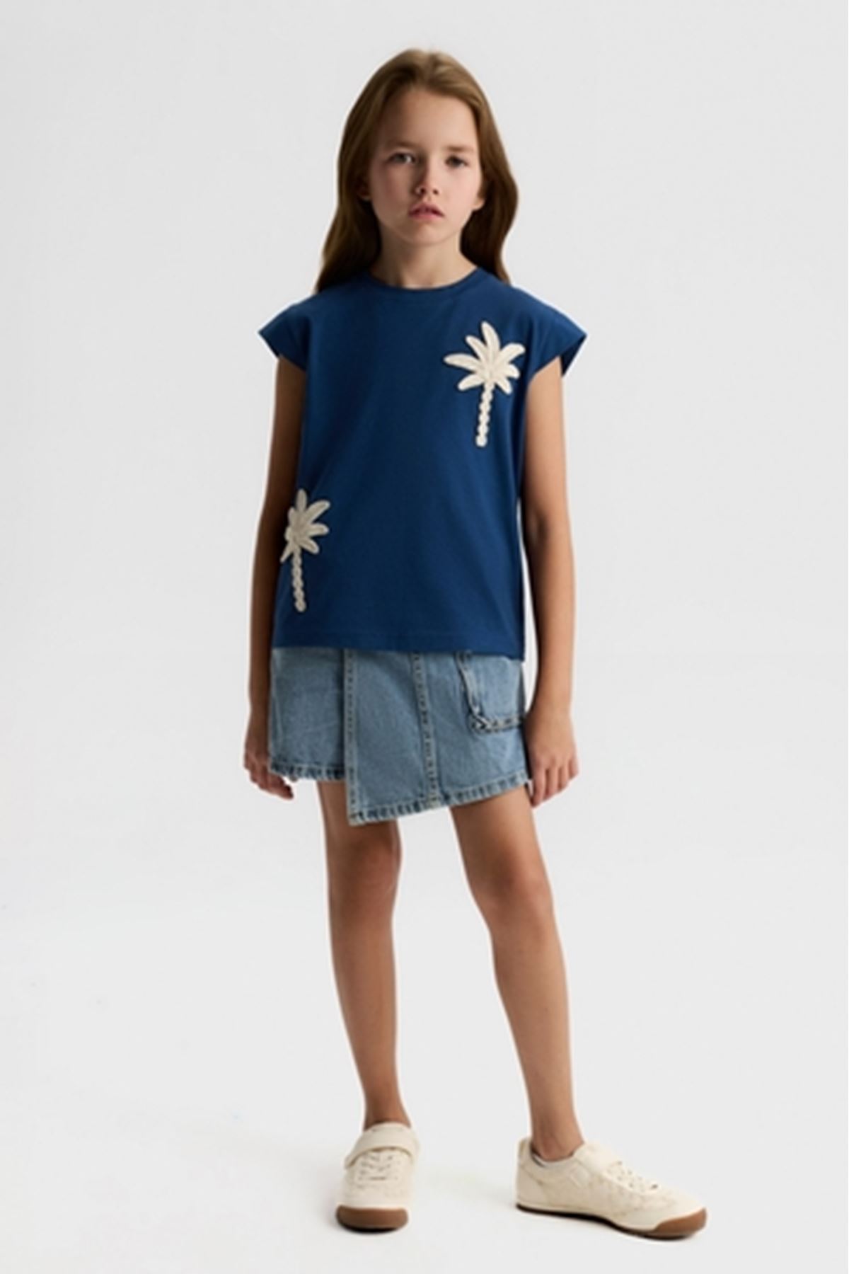 NK Kids 31395 PALMİYE NAKIŞLI T-SHİRT 8/14 Lacivert