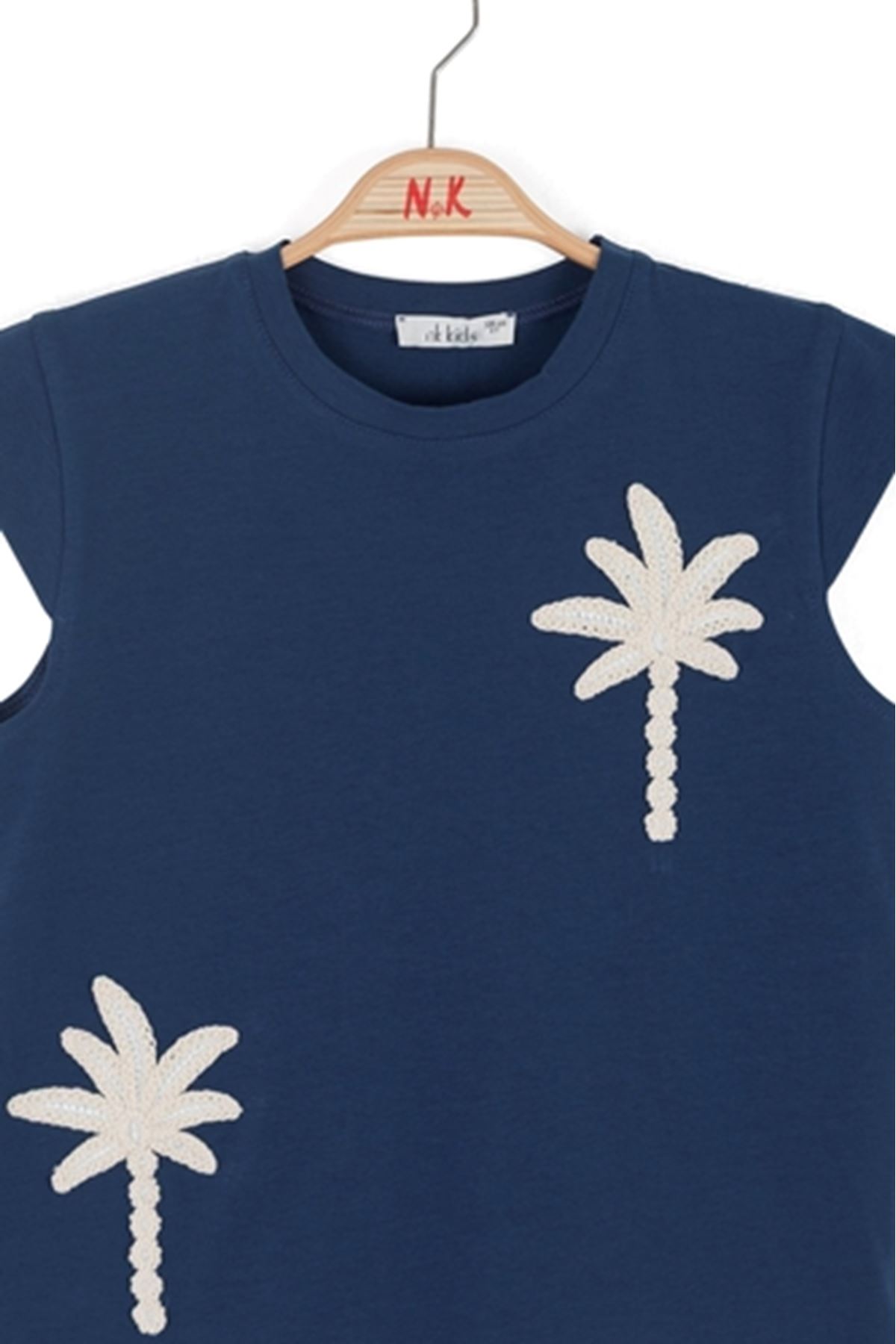 NK Kids 31395 PALMİYE NAKIŞLI T-SHİRT 8/14 Lacivert