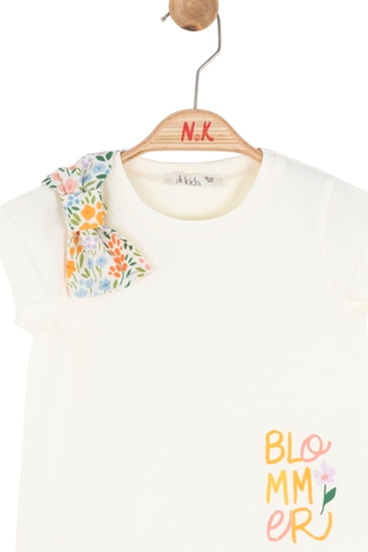 NK Kids 31622 BLOMMER T-SHIRT 1/4 Krem