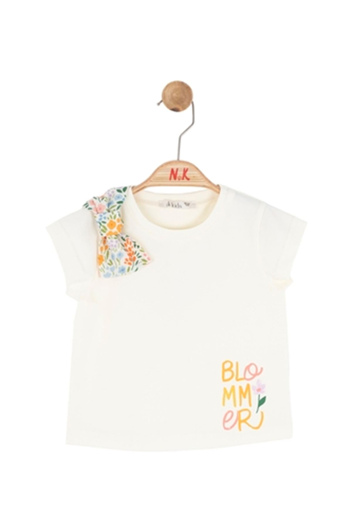 NK Kids 31622 BLOMMER T-SHIRT 1/4 Krem