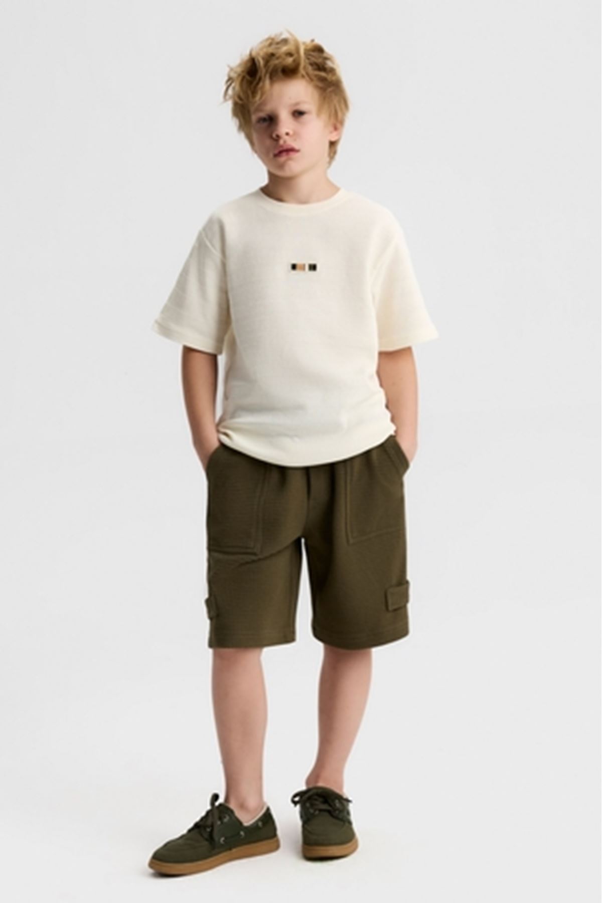 NK Kids 41309 ROSS T-SHIRT 8/14 Krem/haki