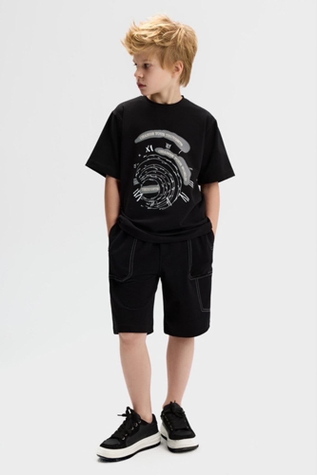 NK Kids 41338 LABİRENT T-SHIRT 8/14 Siyah