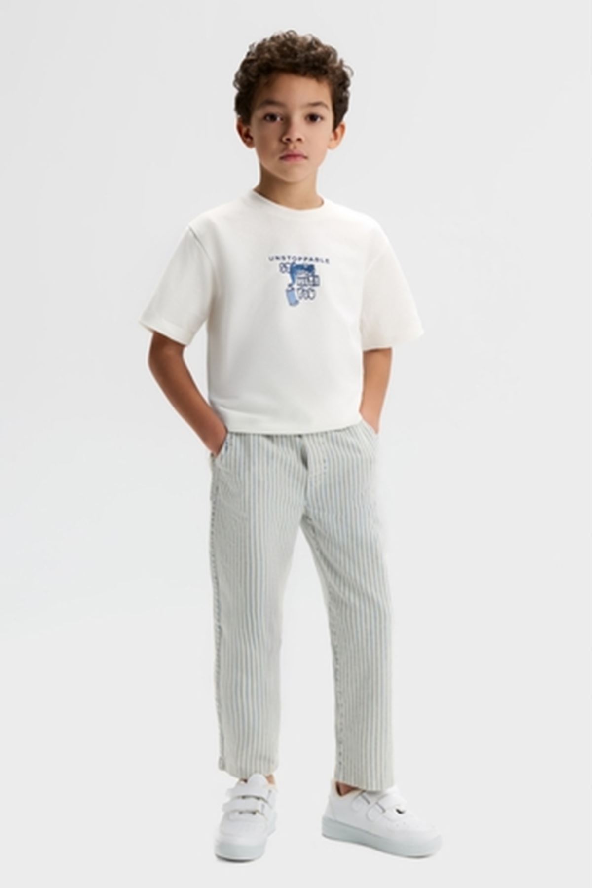 NK Kids 41529 START T-SHIRT 4/8 Ekru-mavi