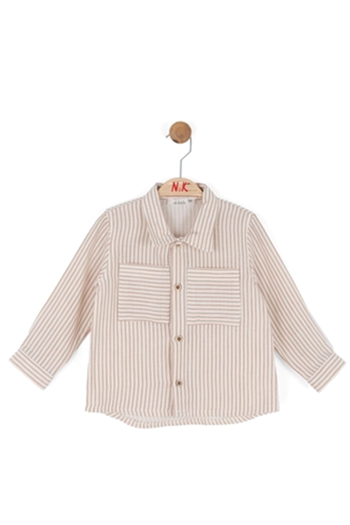 NK Kids 41626 ÇİZGİLİ GÖMLEK 1/4 Krem