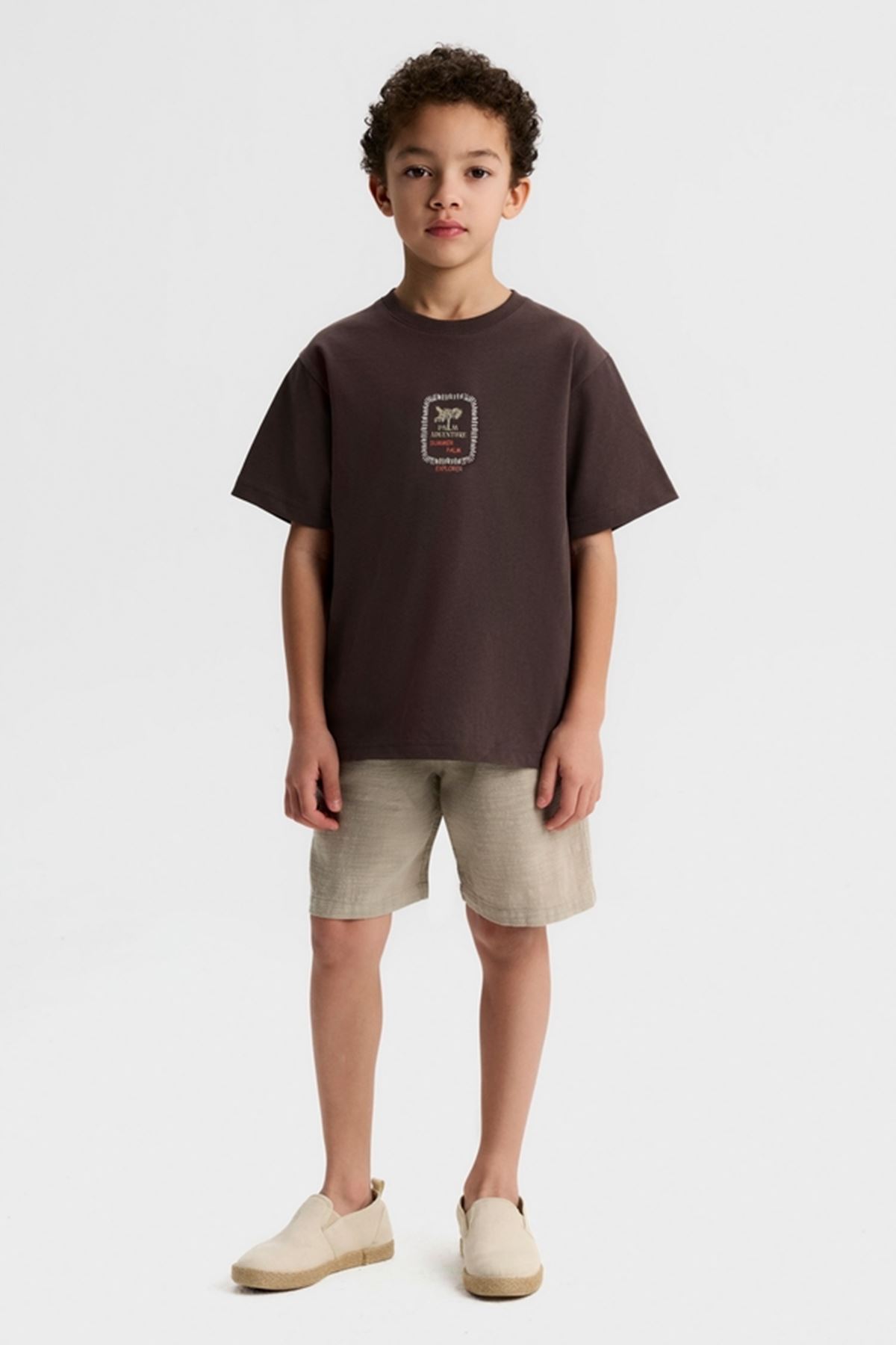 NK Kids41530-SUMMER PALM T-SHIRT 4/8 KAHVE