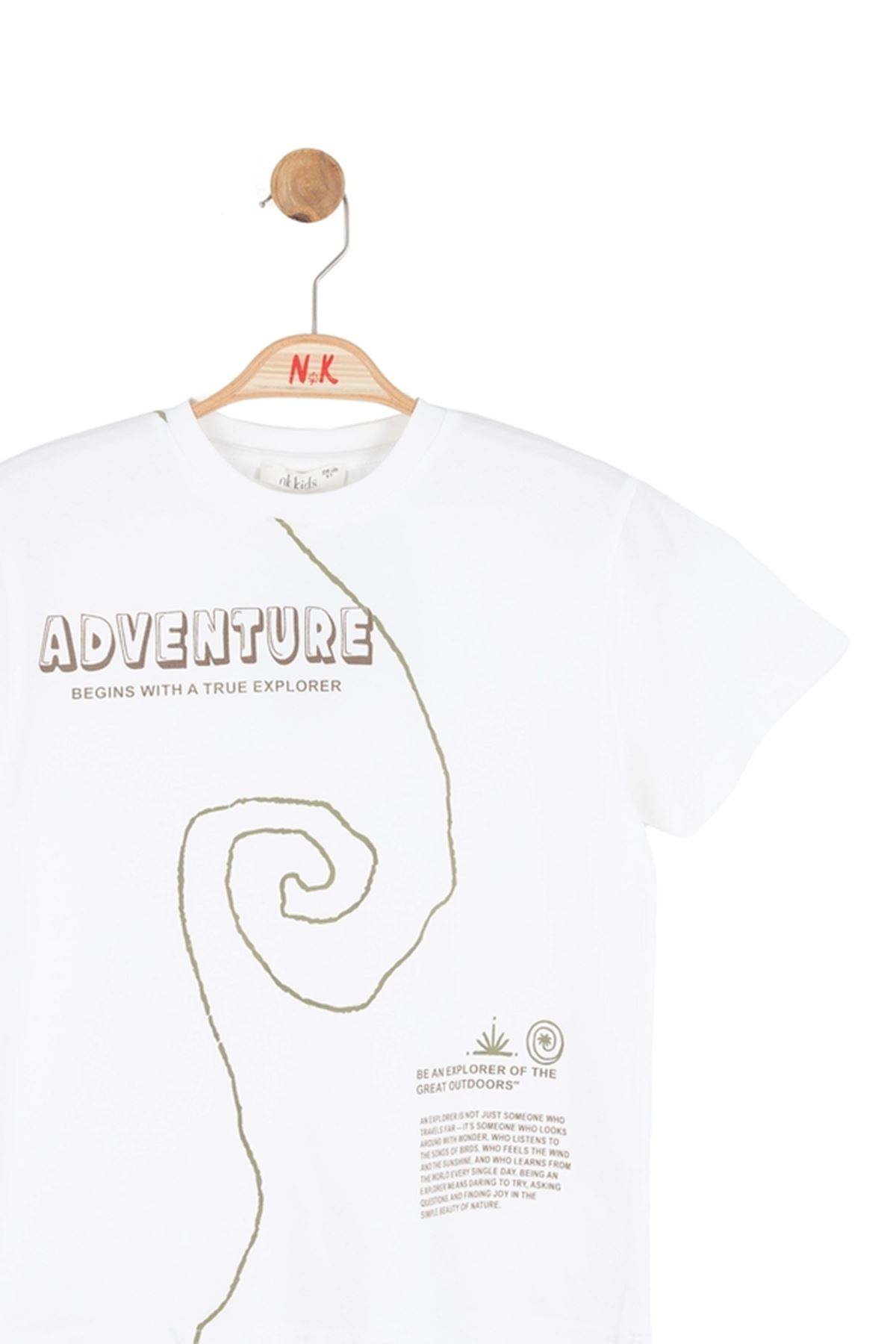 NK Kids 41512-GREAT T-SHIRT 4/8 EKRU-YEŞİL