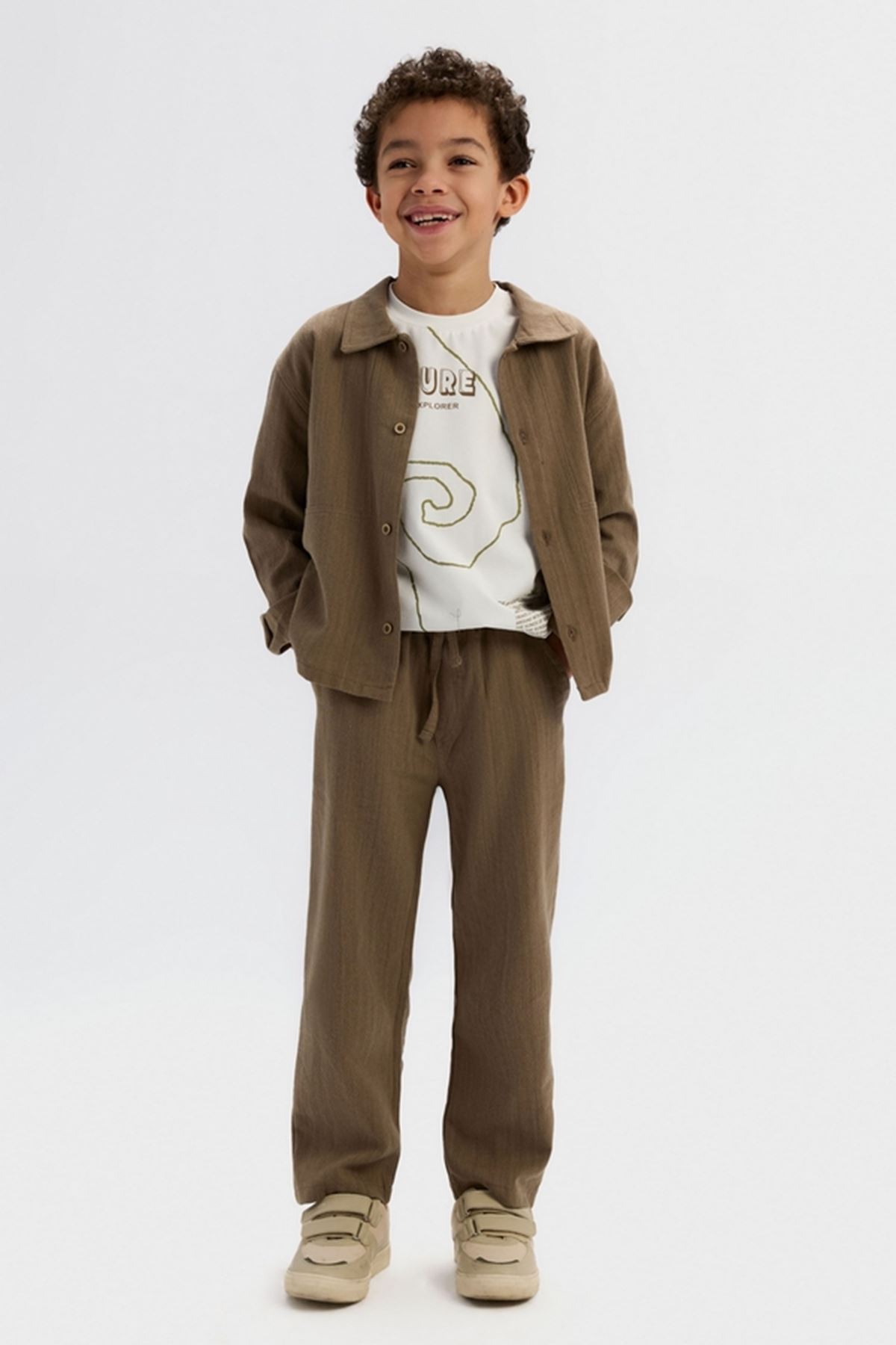 NK Kids 41512-GREAT T-SHIRT 4/8 EKRU-YEŞİL