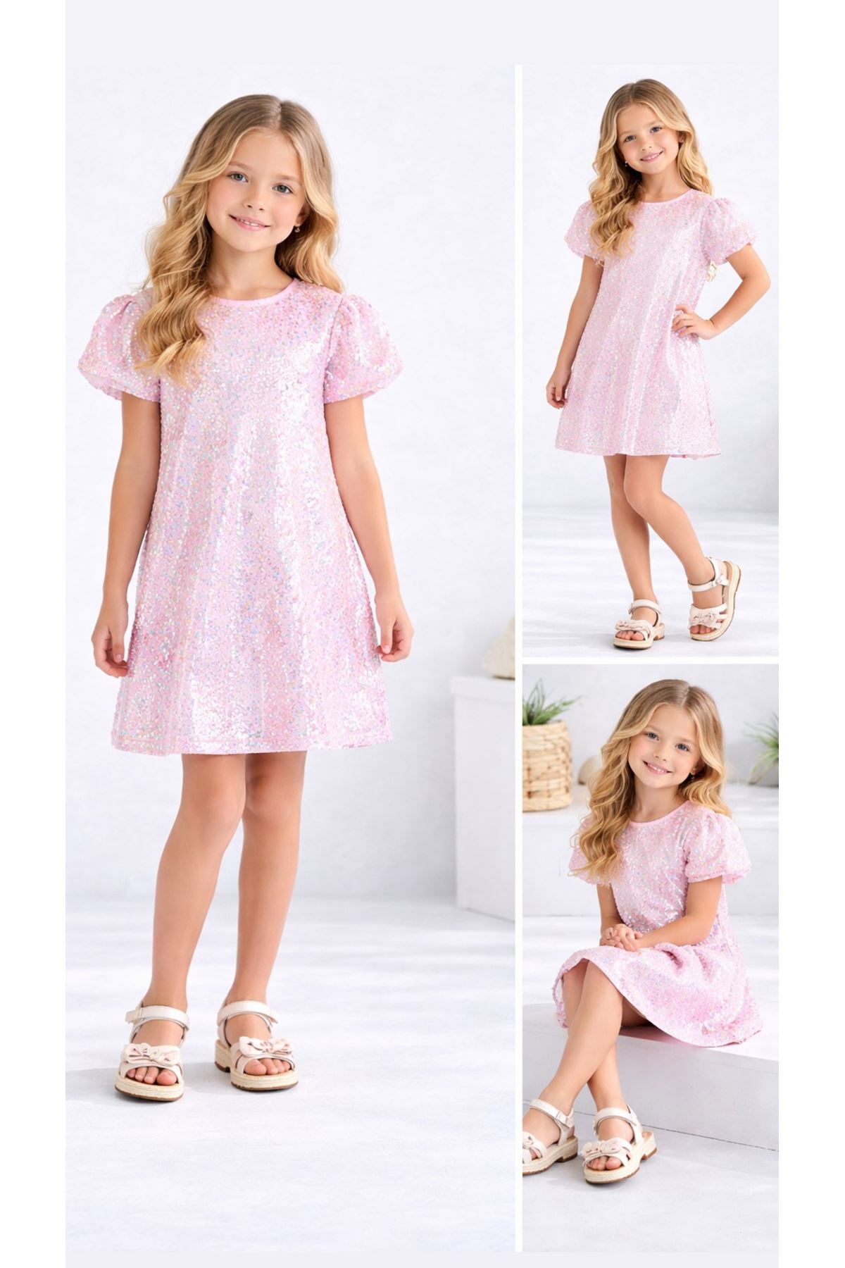 NK Kids71508-MOANA ELBİSE 4/8 PEMBE