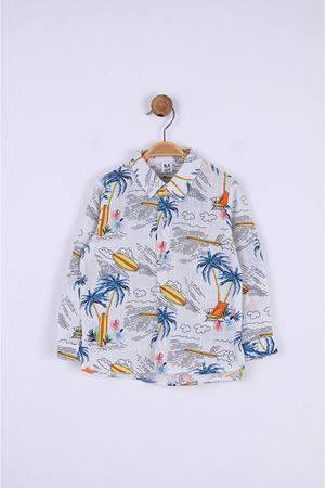 NK KIDS 44619-PALMİYELİ GÖMLEK MAVİ