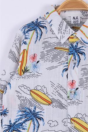 NK KIDS 44619-PALMİYELİ GÖMLEK MAVİ