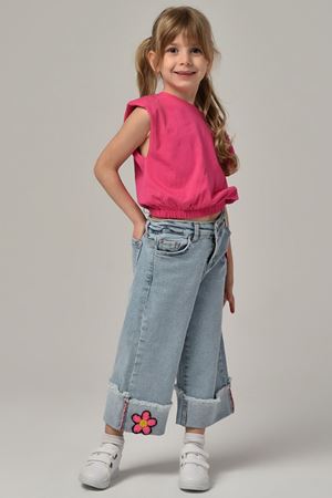 ÇİKOBY 1443-PEMBE NAKIŞLI KOT PANTOLON