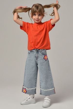 ÇİKOBY 1443-TURUNCU NAKIŞLI KOT PANTOLON