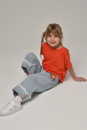 ÇİKOBY 1443-TURUNCU NAKIŞLI KOT PANTOLON