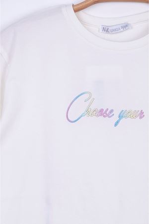 NK KIDS 34304-DANTEL DETAYLI TSHIRT EKRU