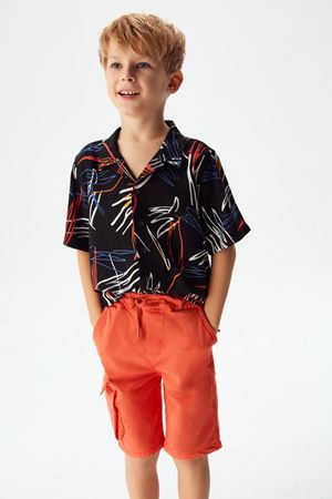 NK KIDS 44342-DESENLİ GÖMLEK SİYAH 