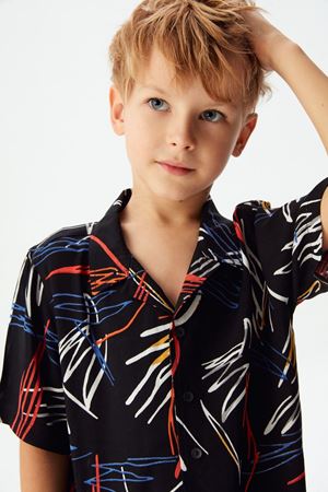 NK KIDS 44342-DESENLİ GÖMLEK SİYAH 