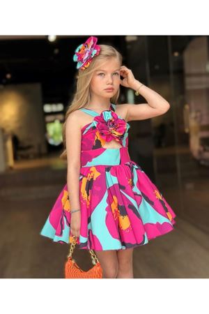 KIDS GARDEN ŞIK TASARIM ELBİSE FUŞYA