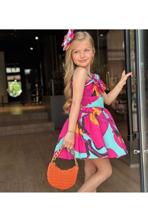 KIDS GARDEN ŞIK TASARIM ELBİSE FUŞYA