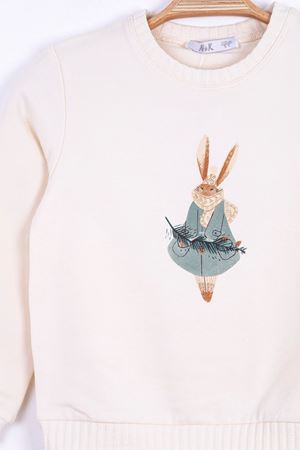 NK KIDS 35618-RABBIT SWEAT KREM*YEŞİL 12/36
