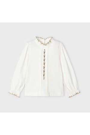 Mayoral Kışlık Kız Örme İşlemeli Bluz Beyaz