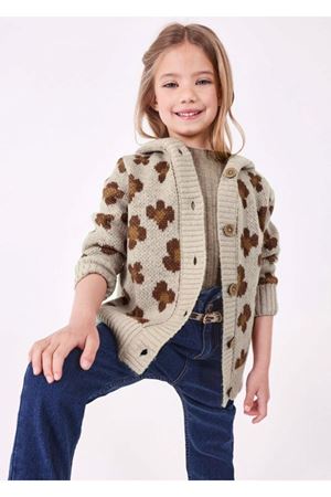 Mayoral Kışlık Kız Kapşonlu Örme Hırka Ceket Krem