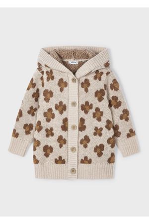 Mayoral Kışlık Kız Kapşonlu Örme Hırka Ceket Krem