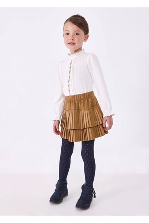 Mayoral 4903-Kışlık Kız Pileli Etek Kahverengi