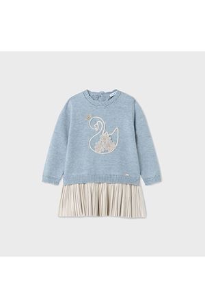 Mayoral 2975- Kışlık Kız Bebek Uzun Kol Elbise Turkuaz