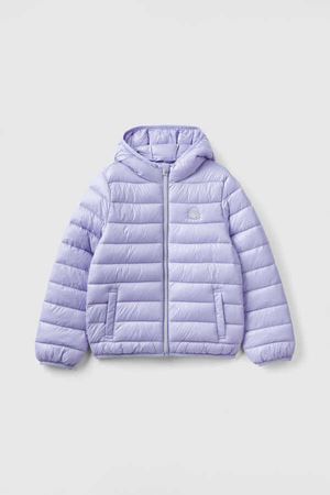 BENETTON KIZ ÇOCUK LİLA LOGOLU MEVSİMLİK İNCE PUFFER MONT