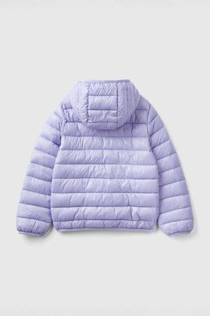 BENETTON KIZ ÇOCUK LİLA LOGOLU MEVSİMLİK İNCE PUFFER MONT