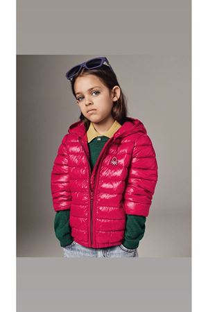 BENETTON KIZ ÇOCUK FUŞYA LOGOLU MEVSİMLİK İNCE PUFFER MONT