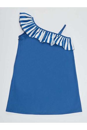 Denokids Çilekli Dokuma Kız Çocuk Lacivert Elbise 