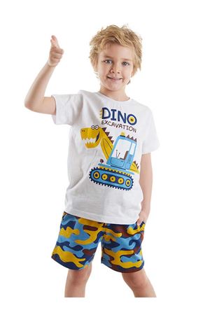 Denokids Dino Kazı Erkek Çocuk Kamuflaj T-shirt Şort Takım