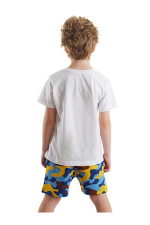 Denokids Dino Kazı Erkek Çocuk Kamuflaj T-shirt Şort Takım