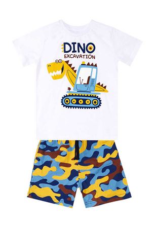 Denokids Dino Kazı Erkek Çocuk Kamuflaj T-shirt Şort Takım