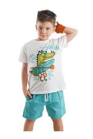 Denokids Timsah Erkek Çocuk T-shirt Gabardin Şort Takım