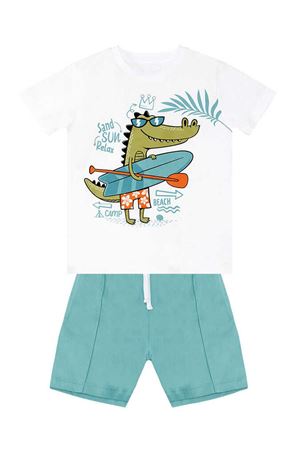 Denokids Timsah Erkek Çocuk T-shirt Gabardin Şort Takım