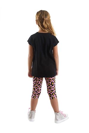Denokids Leopar ve Zebra Kız Çocuk Tunik Tayt Takım