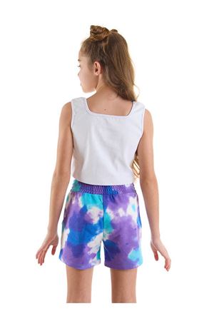 Denokids Never Mind Kız Çocuk Crop Top Batik Şort Takım