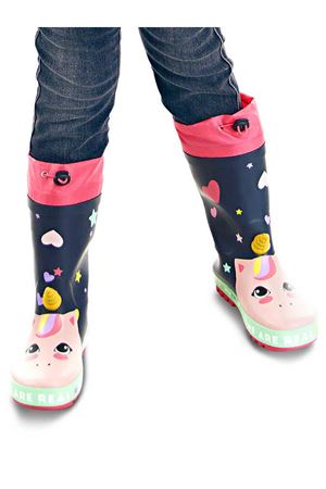 Denokids Kalpli Unicorn Kız Çocuk Lacivert Pembe Yağmur Botu