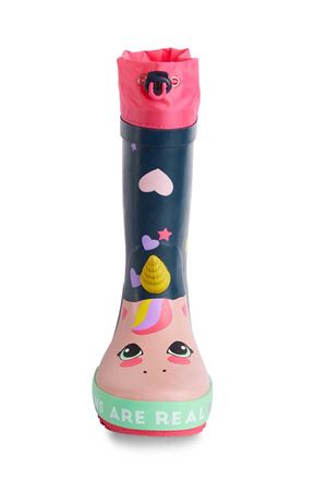 Denokids Kalpli Unicorn Kız Çocuk Lacivert Pembe Yağmur Botu