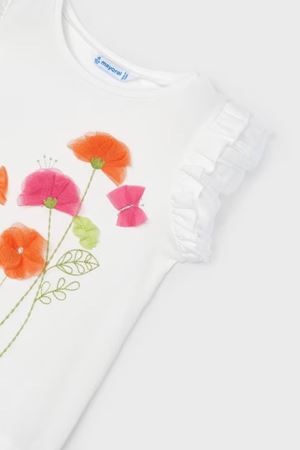 Mayoral Kız Çocuk T-Shirt 03079-51 Krem-Turuncu