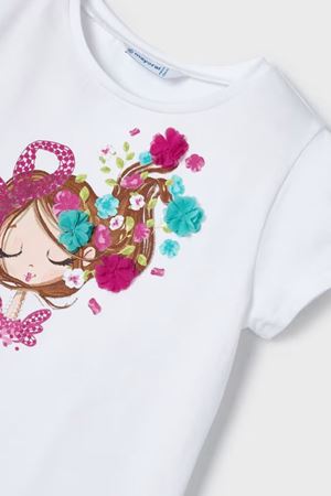 Mayoral Kız Çocuk T-Shirt 03080-19 Beyaz-Fuşya