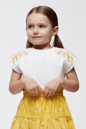 Mayoral Kız Çocuk T-Shirt 3081-55 Bal Beyaz