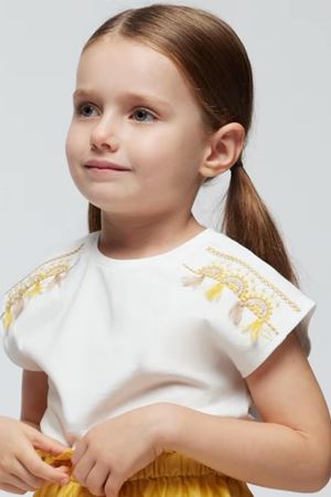 Mayoral Kız Çocuk T-Shirt 3081-55 Bal Beyaz