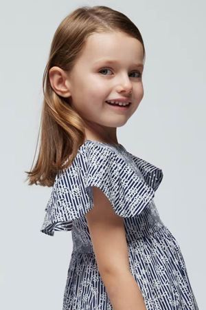 Mayoral Kız Çocuk Çizgili Elbise 03940-23 Lacivert